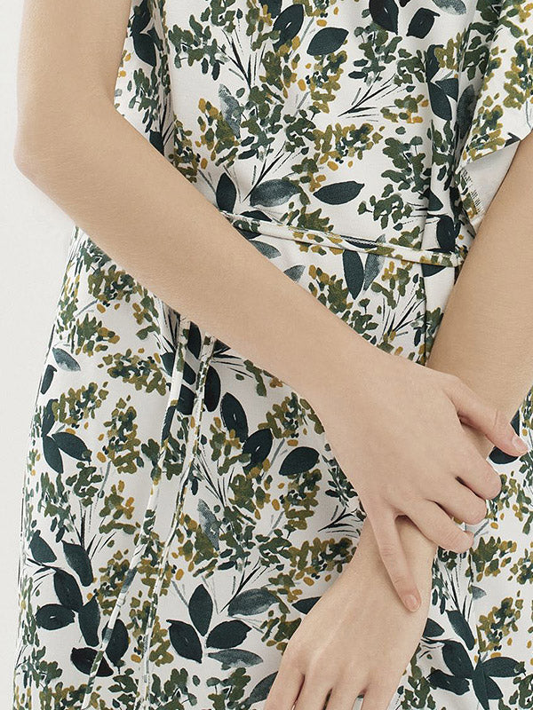 Utenos asimetrinė suknelė "Miyuki Green Floral Print"