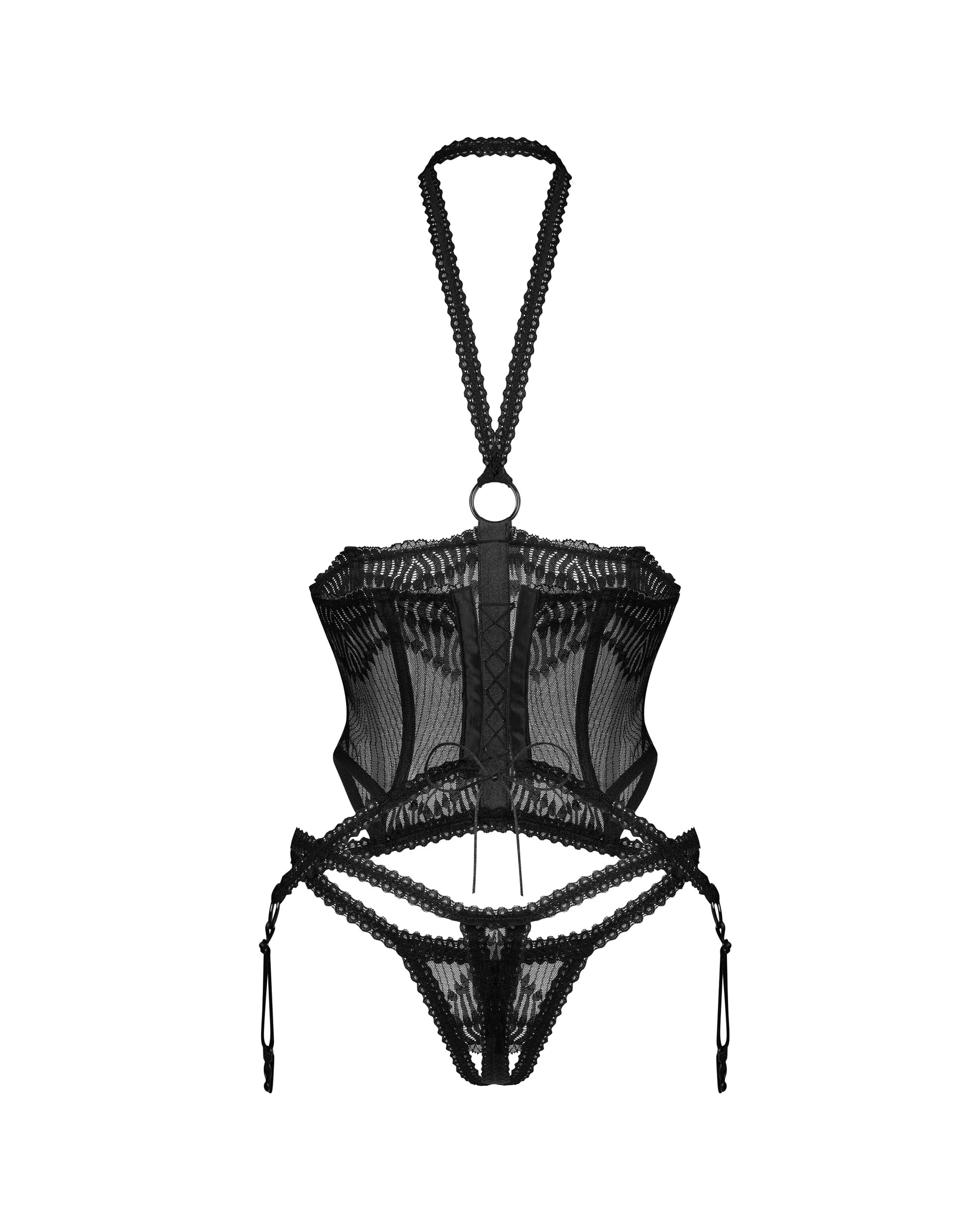 Obsessive Open-bust Lace Corset Alliane Black