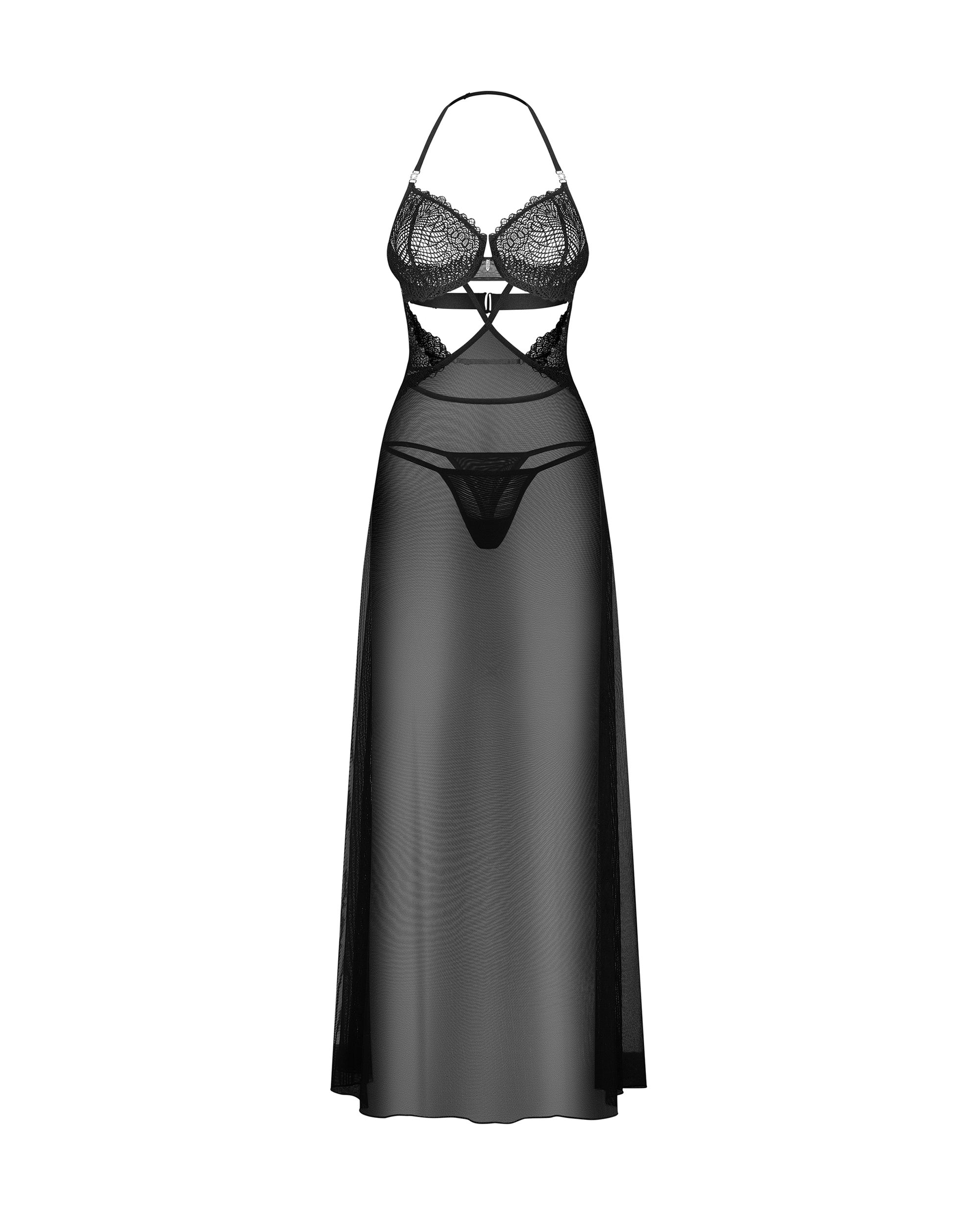 Obsessive pikad tüllist öösärgid "Iliosa Black"