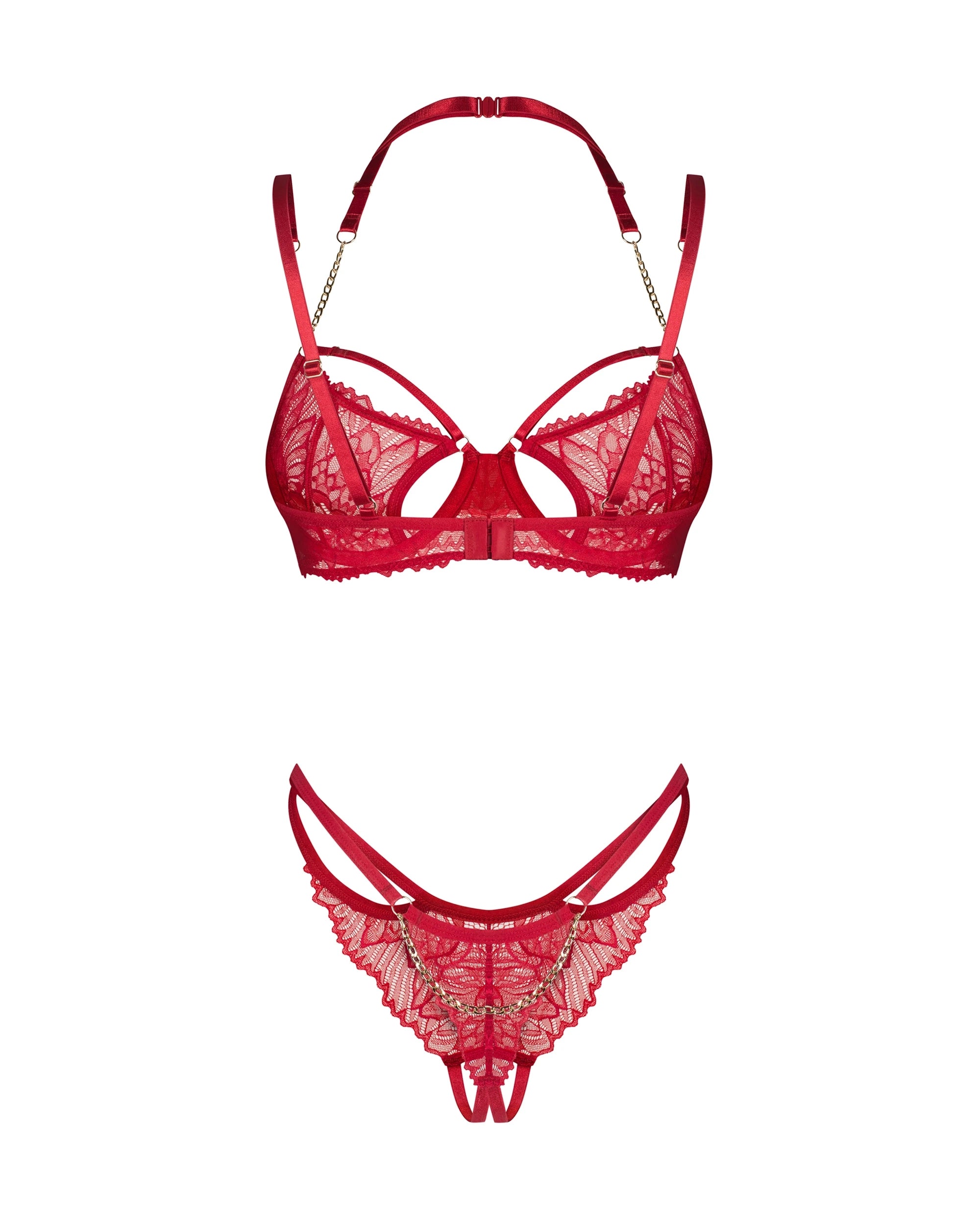 Obsessive Crochless Lace Set Matildea Red