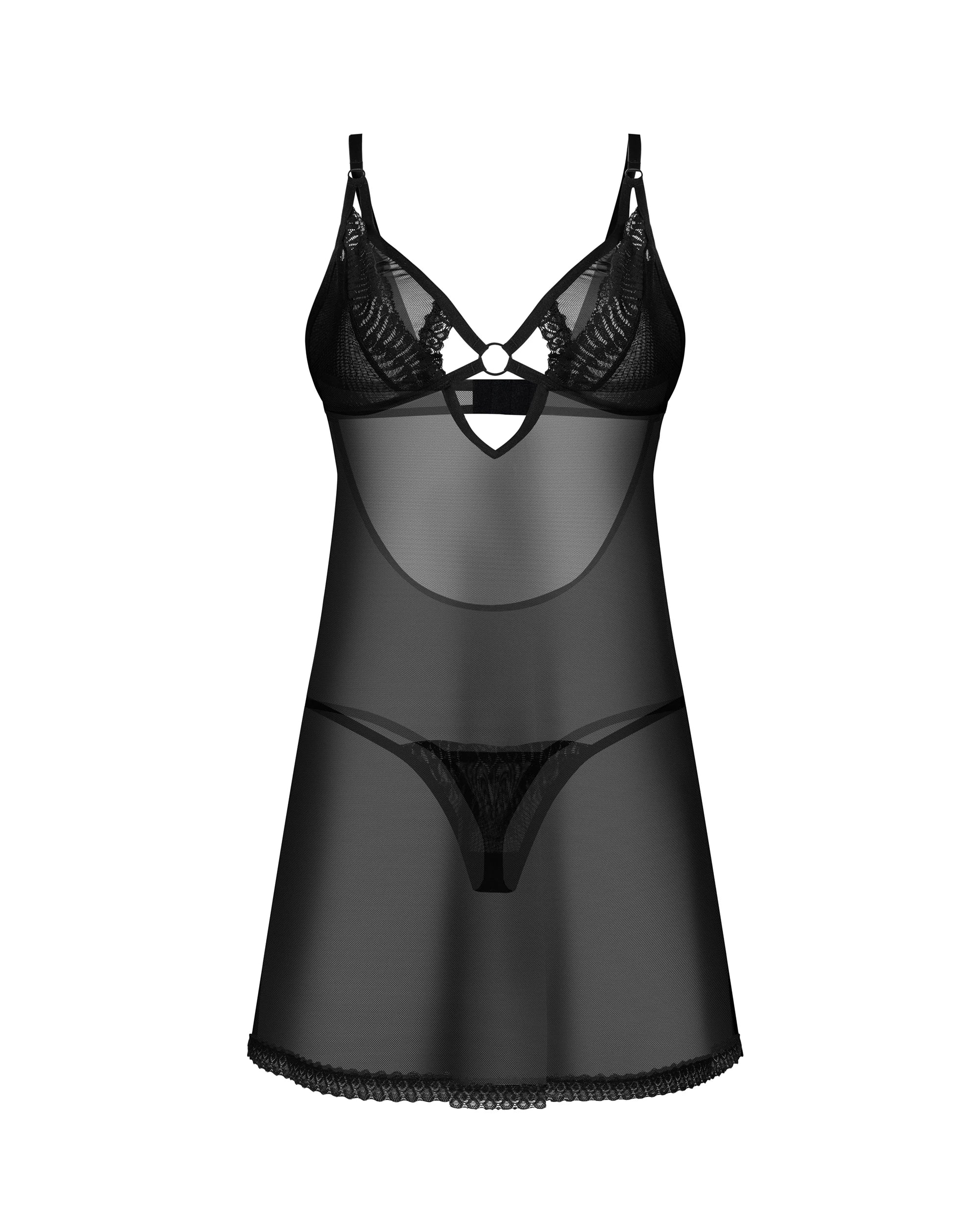 Obsessive läbipaistev tüllist öösärk "Alliane Black"