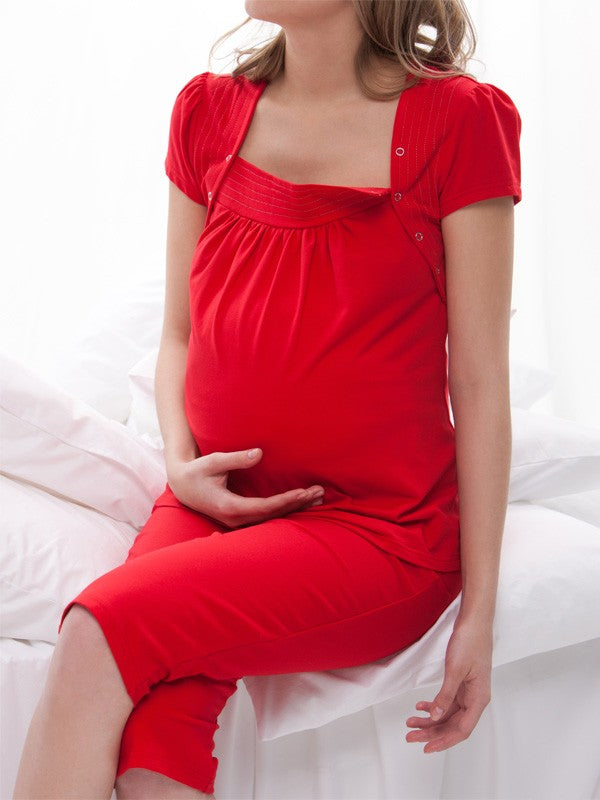 Lega medvilninė pižama būsimoms mamytėms "Felisite Red"