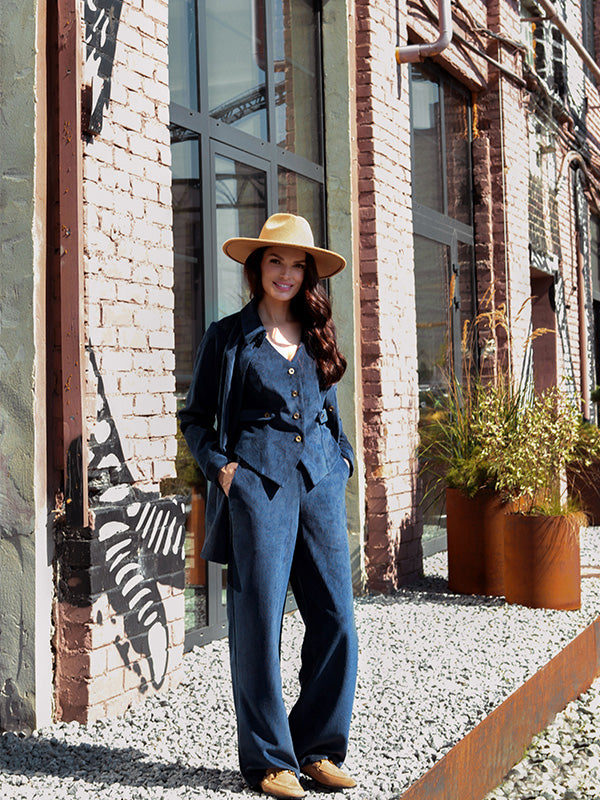 Lega sametpüksid "Valery Navy Velvet"