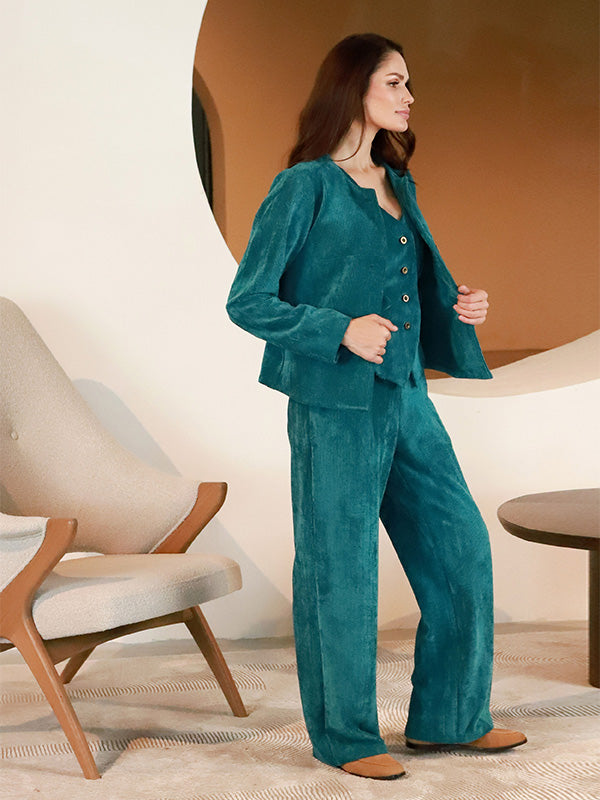 Lega sametpüksid "Valery Turquoise Velvet"