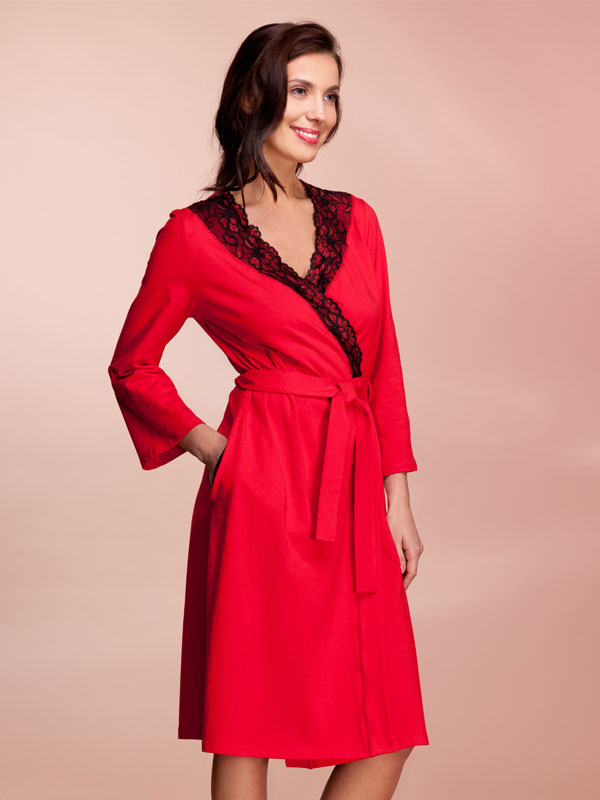Lega medvilninis chalatas "Manola Red"