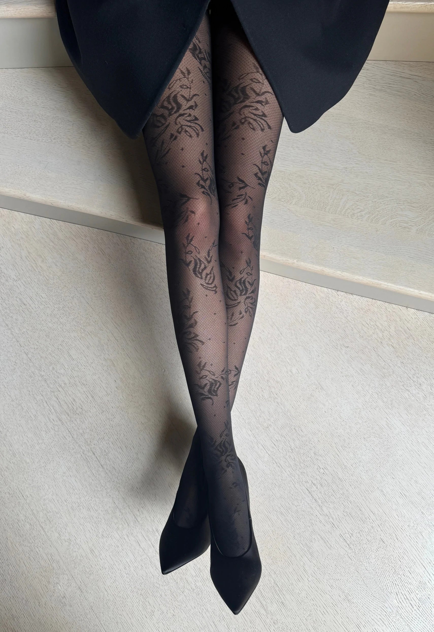 Veneziana Patterned Tights Lorenza 20 Den Black