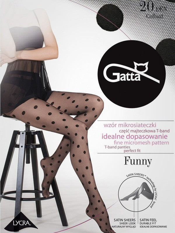 Gatta tinklelio rašto pėdkelnės "Funny Big Dots 20 Den Black"