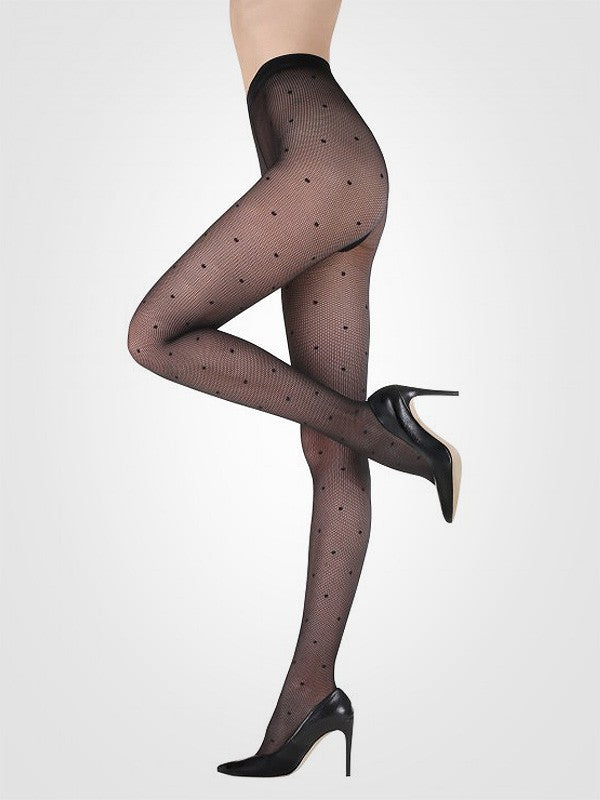 Gatta tinklelio rašto pėdkelnės "Funny Small Dots 20 Den Black"