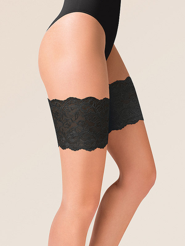 Gabriella nėriniuotos šlaunų juostos su silikoninėmis juostelėmis "Thigh Band Black"