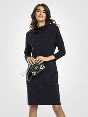 Tessita medvilninė suknelė aukštu kaklu "Loretto Navy"
