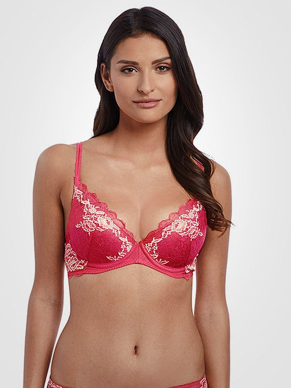 Wacoal plunge push up nėriniuota liemenėlė "Lace Perfection Raspberry"