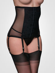 Nylon Dreams 6 diželių perregimas korsetas su nėriniais "Waist Cincher Power Mesh Black"