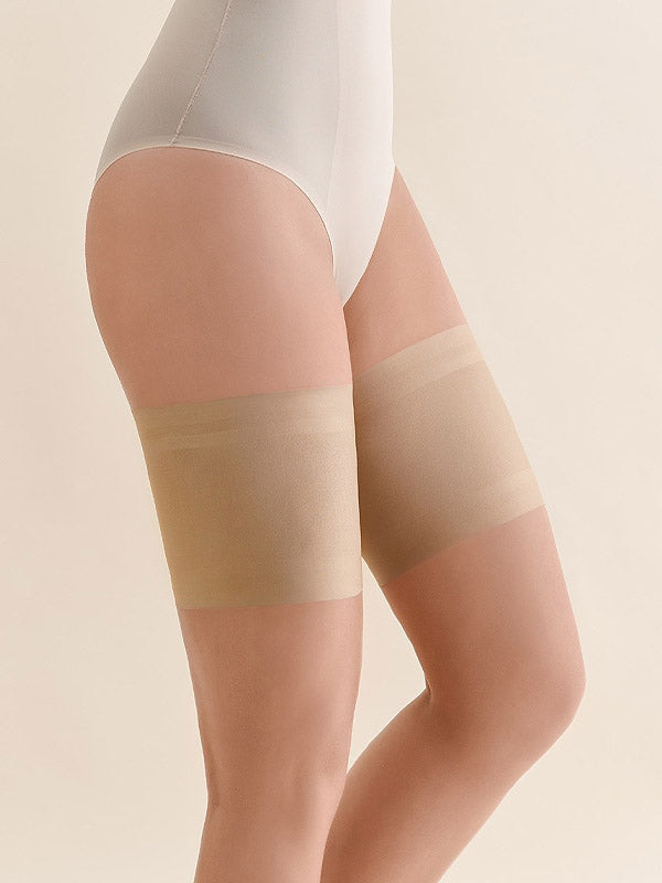 Gabriella satino šlaunų juostos su silikoninėmis juostelėmis "Satin Thigh Band Beige"