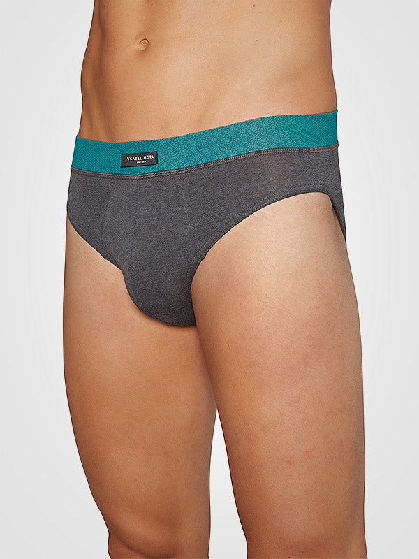 Ysabel Mora 2 vyriškų medvilninių kelnaičių komplektas "Jimmy Graphite - Teal"