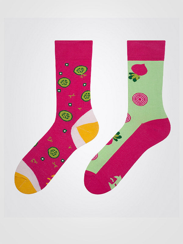 Spalvotos Kojines unisex medvilninės kojinės "Cold Beetroot Soup Pink - Multicolor"