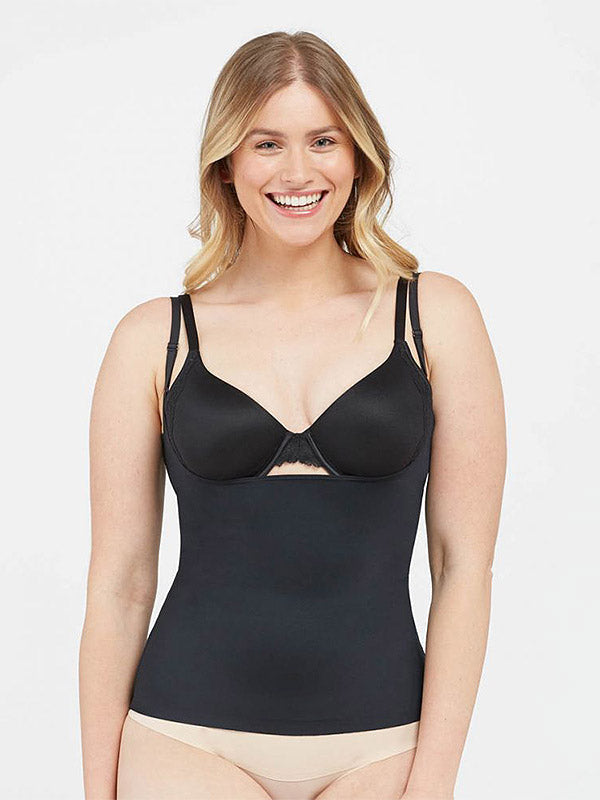 Spanx koreguojantys marškinėliai atvira krūtine "Suit Your Fancy Open-Bust Black"