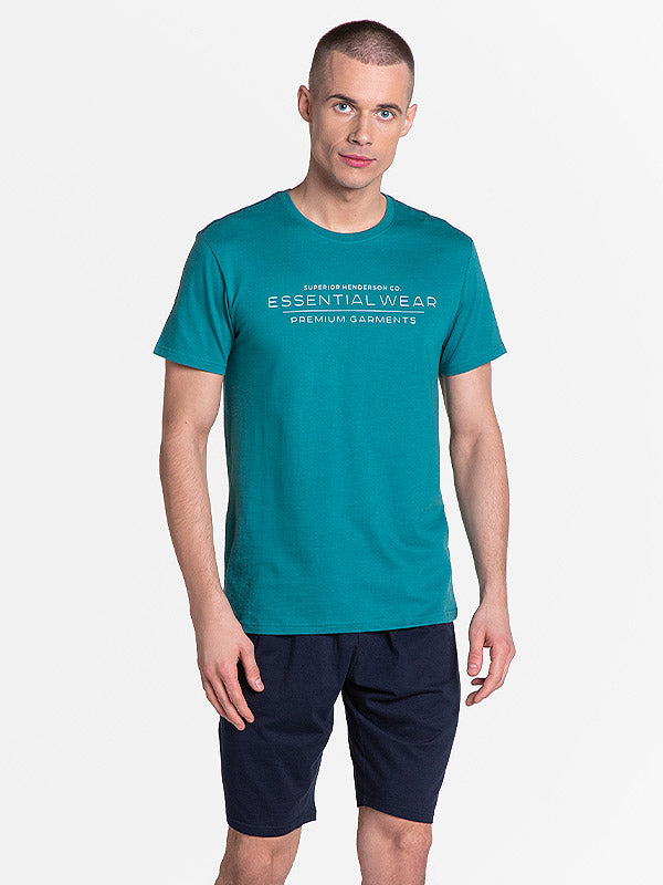 Henderson medvilninė vyriška pižama "Deal Green - Navy"