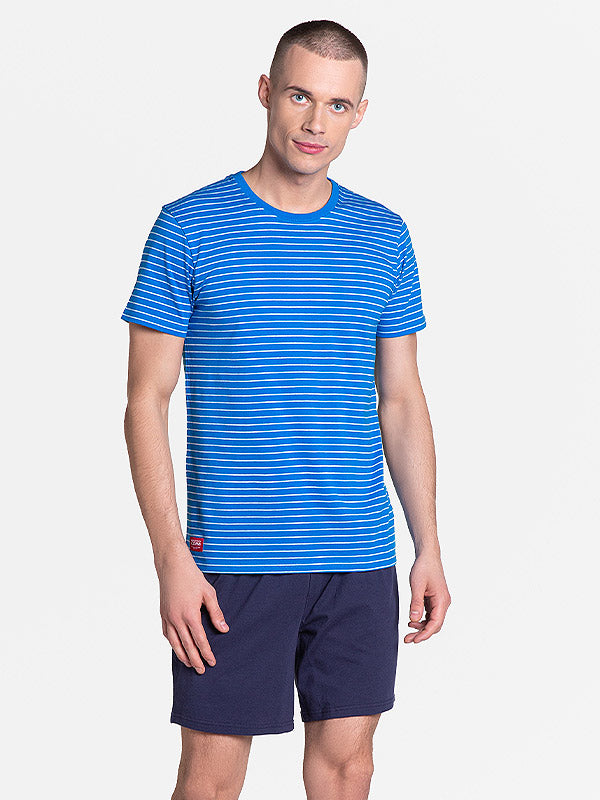 Henderson medvilninė vyriška pižama "Lane Blue - Navy - White Stripes"