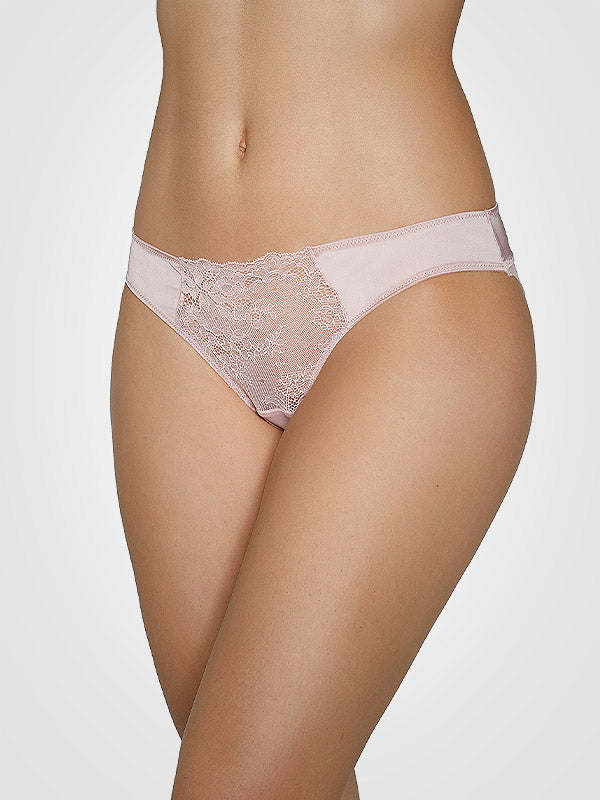 Ysabel Mora braziliško kirpimo atlasinės kelnaitės su nėriniais "Adia Light Pink"