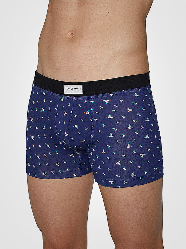 Ysabel Mora 2 vyriškų medvilninių apatinių šortukų komplektas "Gerard Navy - Light Blue - Black"