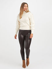 Spanx koreguojantys dirbtinės odos leginsai "Faux Leather Croc Shine Brown - Black"