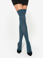 Gatta neperregimos raštuotos kojinės virš kelių "Sassimi 02 50 Den Midnight Blue - Black"