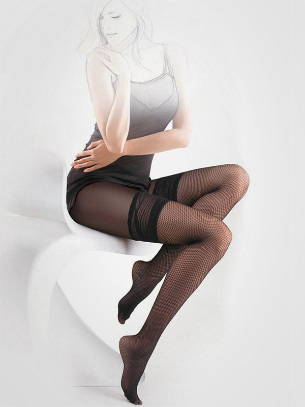 Gatta pėdkelnės su tinklinių kojinių imitacija ir siūle iš galo "Shania Black"