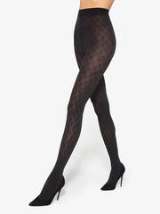 Gatta matinės raštuotos mikrofibros pėdkelnės "Loretta 134 50 Den Black"