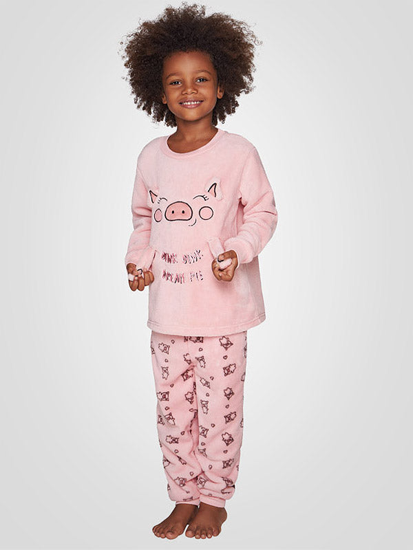 Muydemi minkšta vaikiška pižama "Oink Oink Pink - Brown"