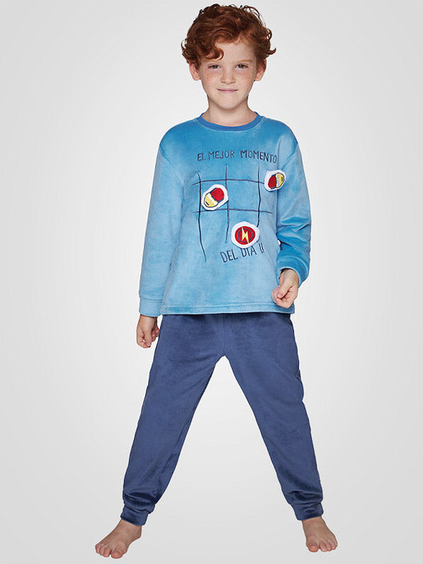 Muydemi minkšta vaikiška pižama "Super Boy Blue - Dark Blue"