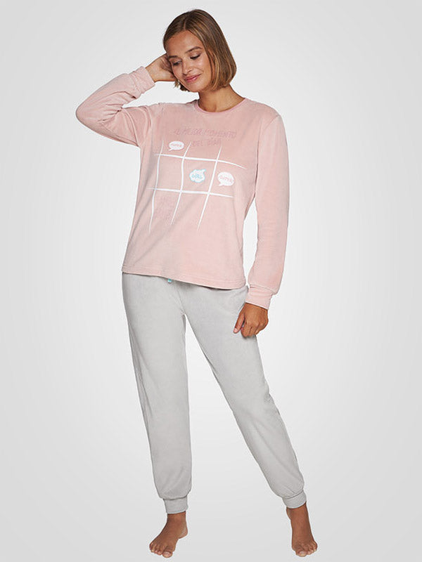 Muydemi šilta pižama "Anabelle Dusty Pink - Light Grey"