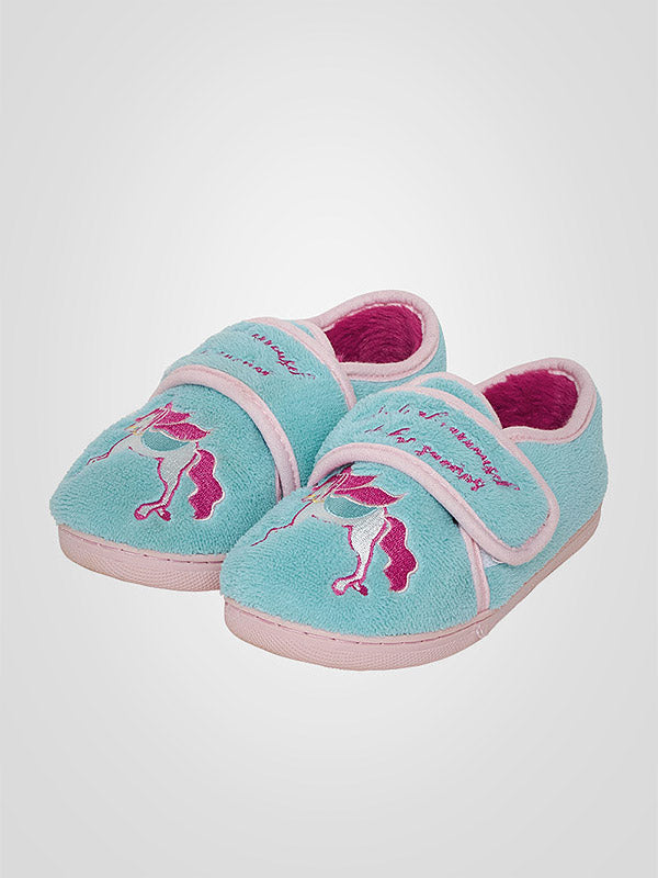 Muydemi vaikiškos šlepetės su auliukais "Unicorn Light Blue - Pink"