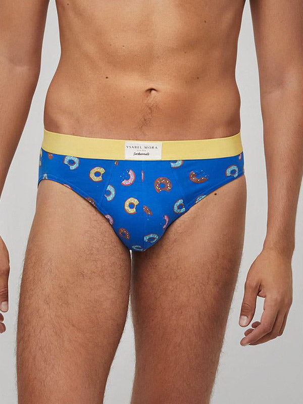 Ysabel Mora 2 vyriškų medvilninių kelnaičių komplektas "Donuts Blue - Red - Multicolor"