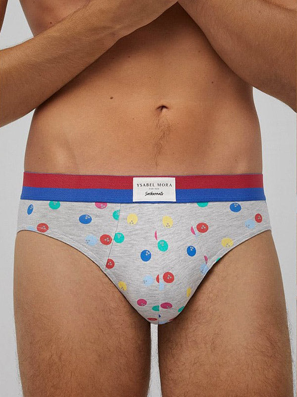 Ysabel Mora 2 vyriškų medvilninių kelnaičių komplektas "Bowling Green - Grey - Multicolor"