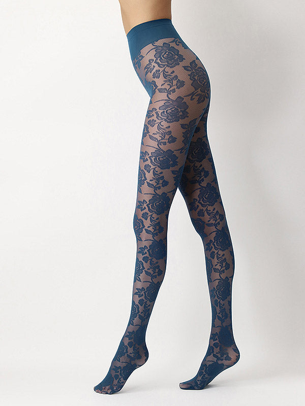 Oroblu raštuotos pėdkelnės "All Colors Lace 20 Den Cobalt"