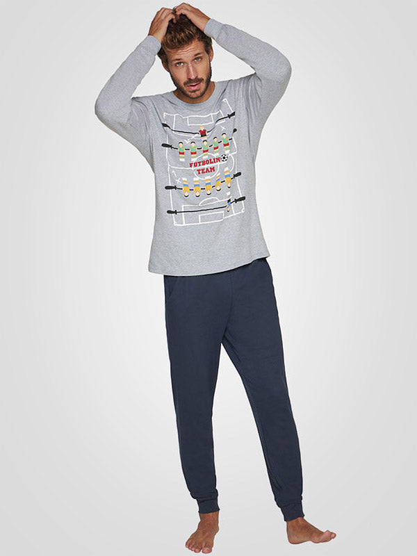 Muydemi medvilninė vyriška pižama "Franko Light Grey - Navy"