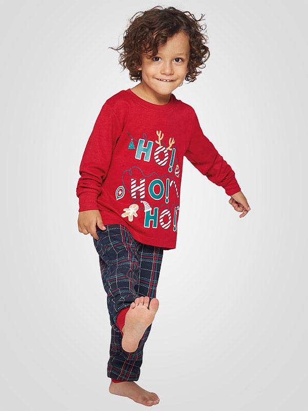 Muydemi ilga pižama berniukui "Ho Ho Ho Boy Red - Navy - Multicolor"