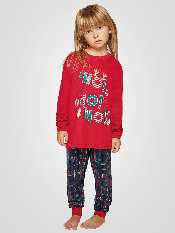 Muydemi ilga pižama mergaitei "Ho Ho Ho Girl Red - Navy - Multicolor"