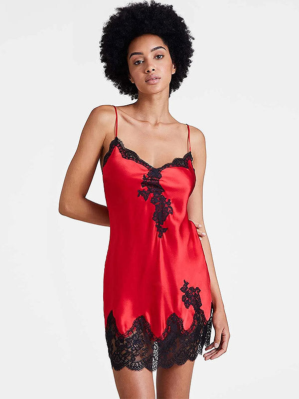 Aubade šilkiniai naktiniai su nėriniais "Toi Mon Amour Red - Black"