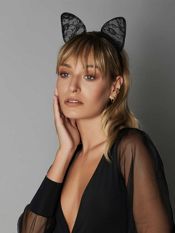 Maison Close Headband With Lace Ears Catwoman Black