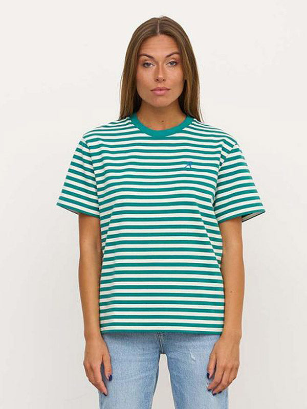 Atella T-shit With Cotton Linda Green - White Stripes