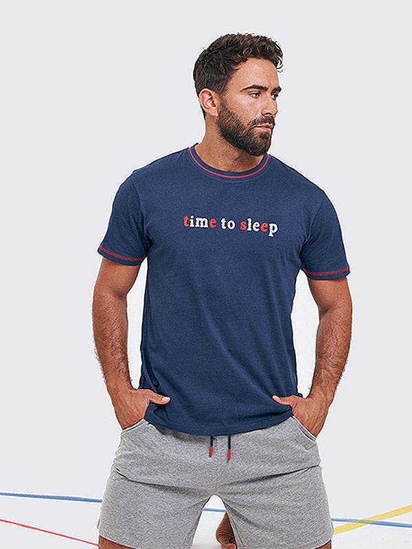 Muydemi trumpa vyriška medvilninė pižama "Mateo Navy - Grey"