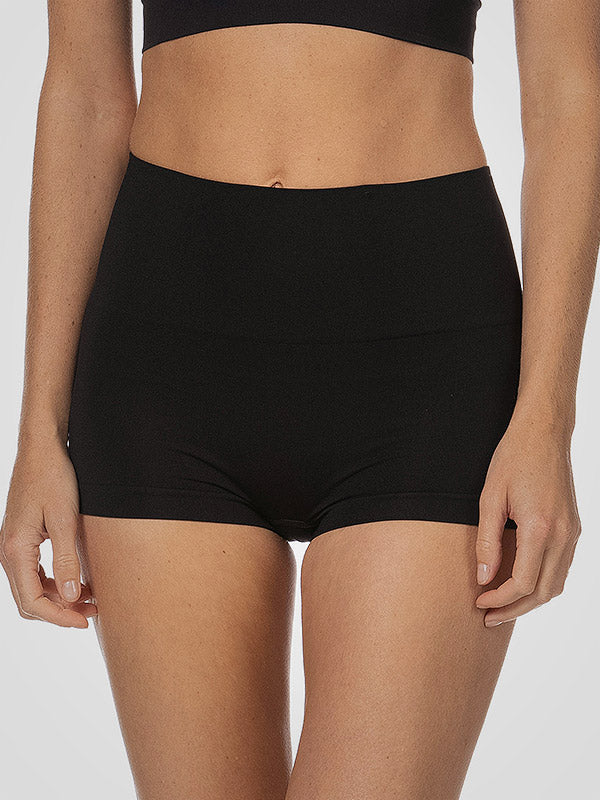Spanx koreguojantys paaukštinto juosmens šortukai iš perdirbto nailono "Ecocare Black"