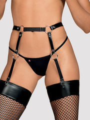 Obsessive prisegamų kojinių diržas "Leathery Black"