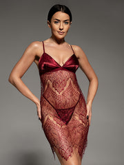 Gatta perregimi naktiniai su nėriniais "Betty Burgundy"