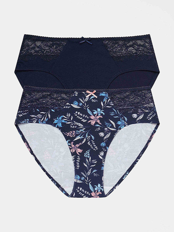 Henderson 2 medvilninių kelnaičių komplektas "Hally Navy - White - Pink"