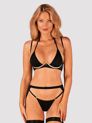 Obsessive 3 dalių komplektas "Selinne Black - Nude"
