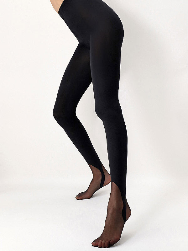 Oroblu neperregimos pėdkelnės su tamprių imitacija "Gaiter 80 Den Black"