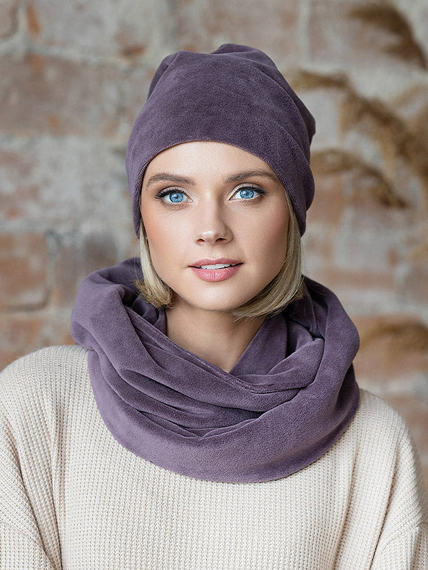 Lega veliūrinė kaklo mova "Kira Dusty Violet Velour"