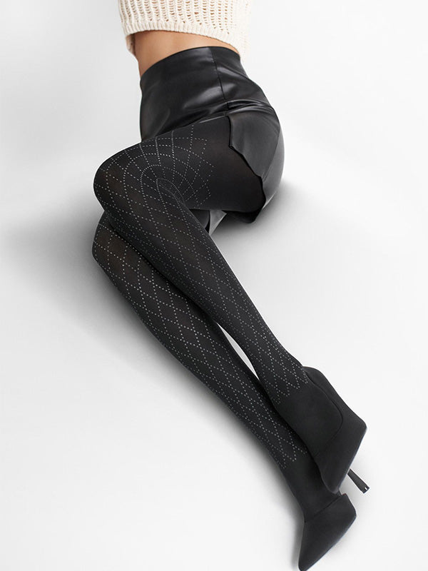 Marilyn raštuotos pėdkelnės "Allure B01 60 Den Black"